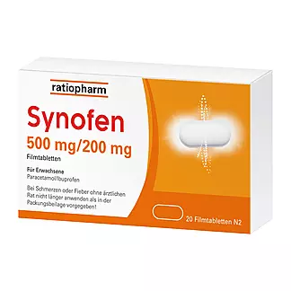 Synofen Filmtabletten mit Ibuprofen und Paracetamol, 20 St